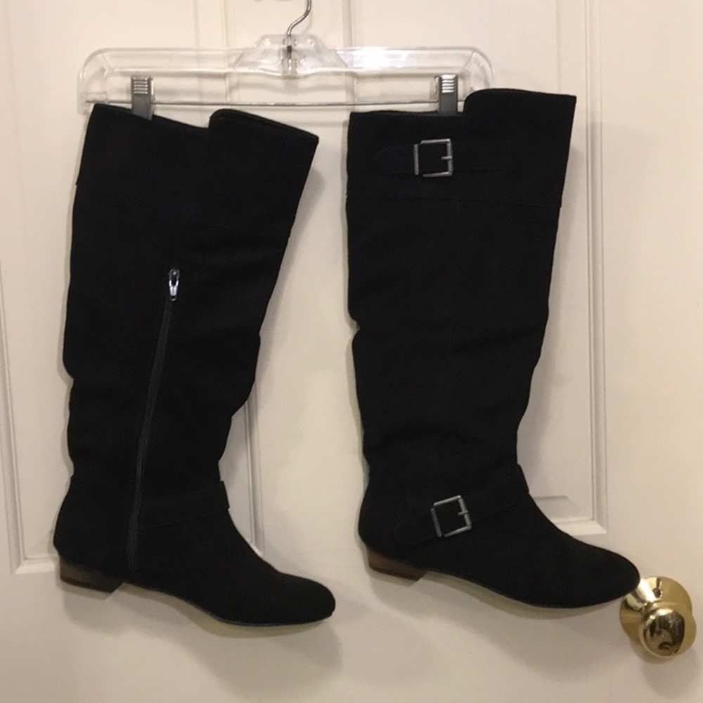 SO brand faux suede knee high black boots